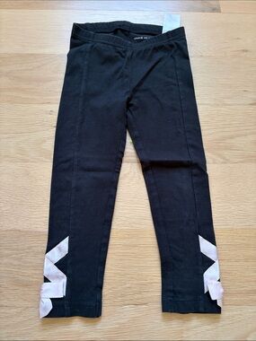 Janie and Jack Black Leggings with Light Pink Bow Accents